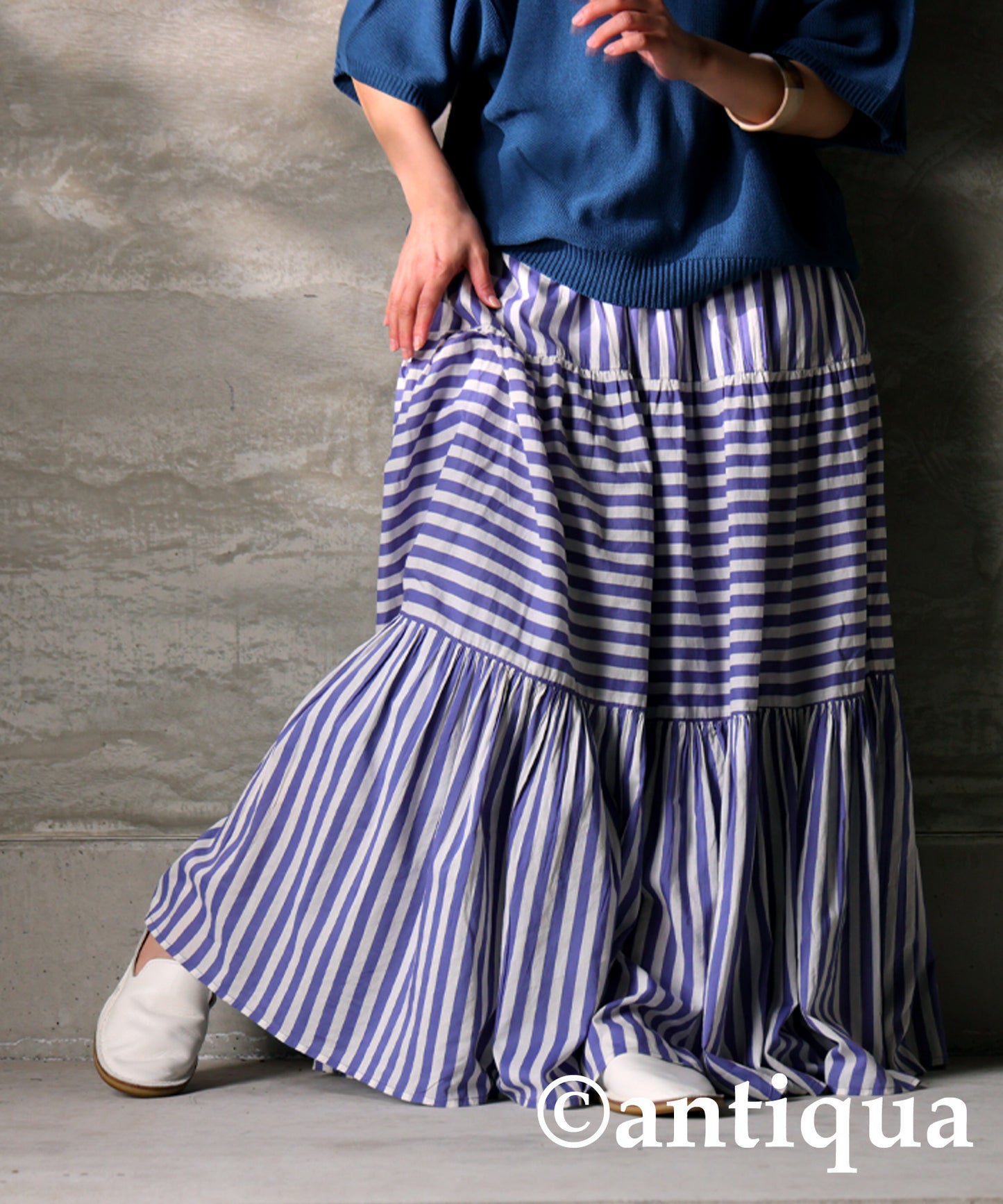 Indian Cotton Striped Tiered Skirt Ladies
