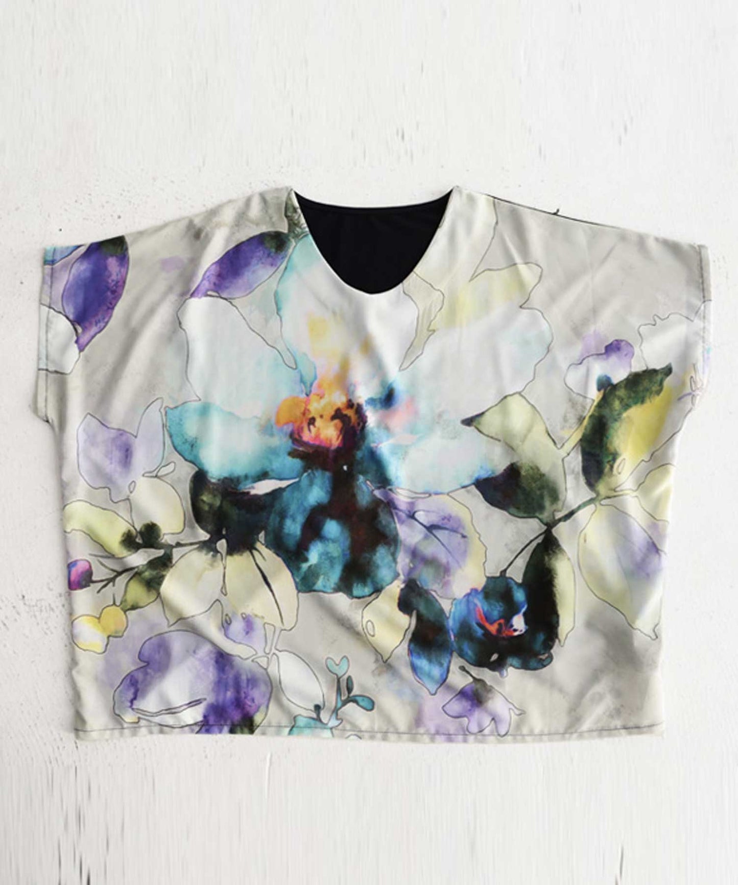 Floral pattern Dolman Ladies Tops Short Sleeve Dolman