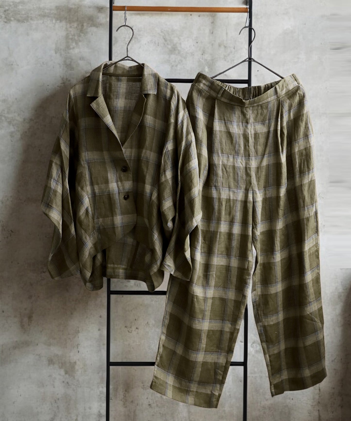 KYO Ladies Linen Checked Jacket