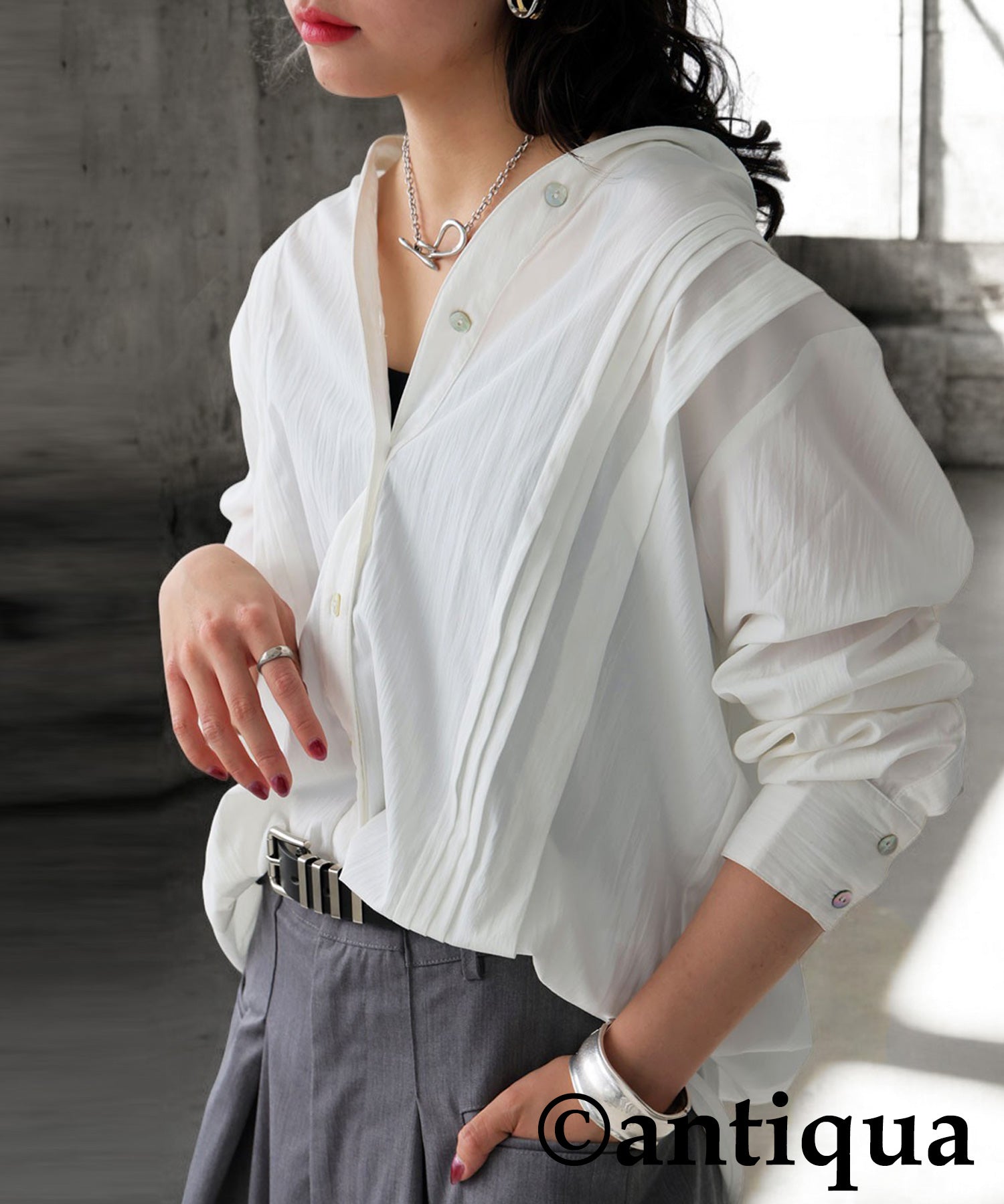 roku 完売　V NECK TUCK SHIRT 2 シャツ 6（ロク）の「＜6(ROKU)＞V NECK TUCK SHIRT 2/シャツ（シャツ