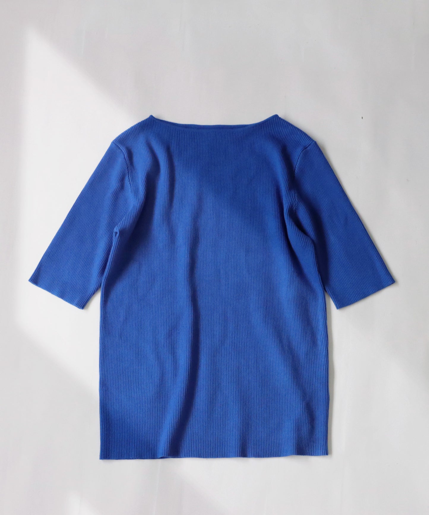 Boat neck rib Ladies knit tops half sleeves Ladies knit tops