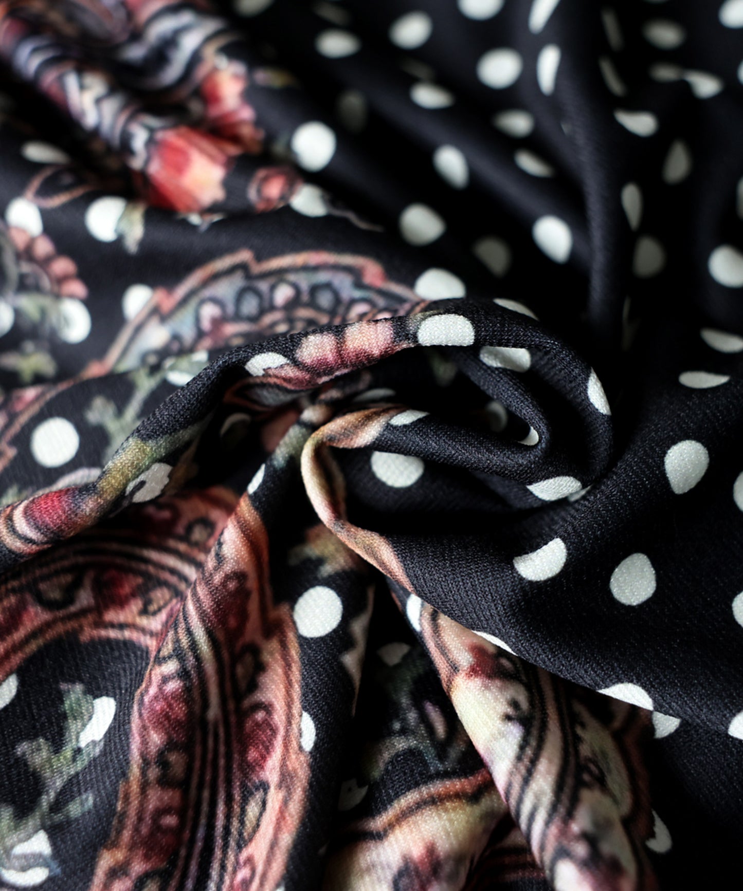 Polka Dot Paisley Print Top Ladies