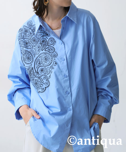 Paisley Pattern Embroidery Shirt Ladies