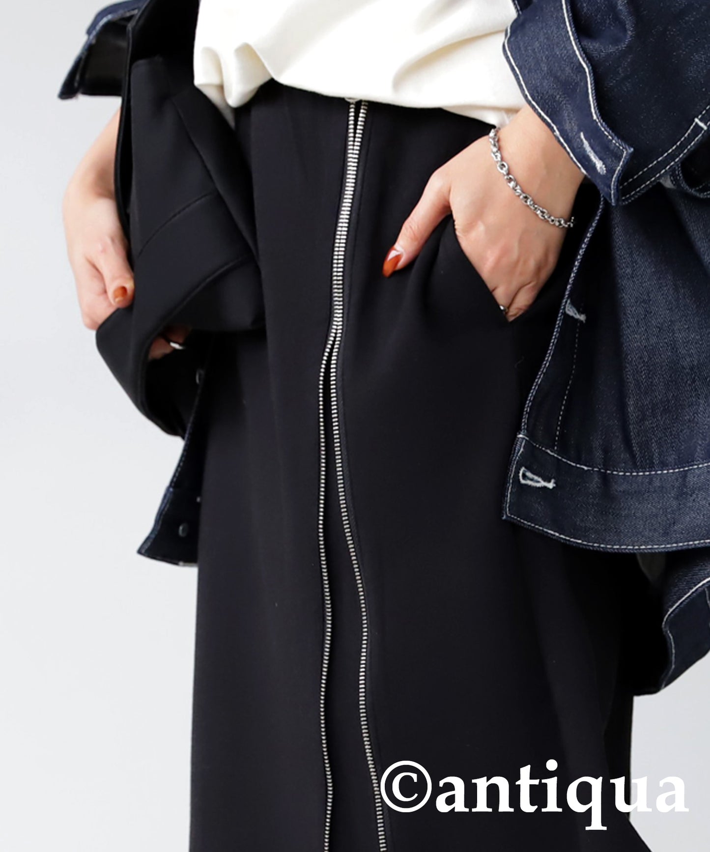 Zip Design Ladies Skirt Long