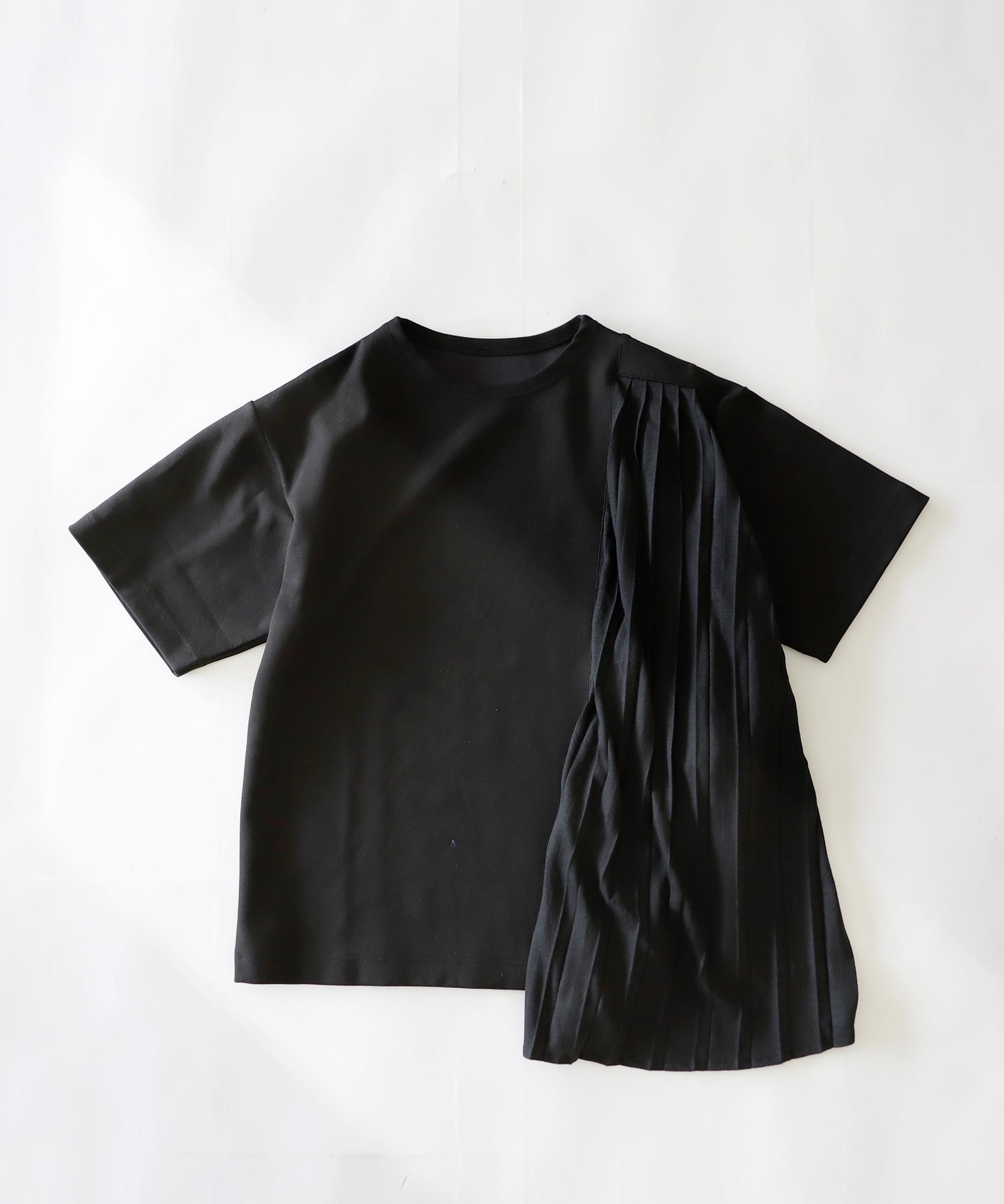 Pleated docking Ladies T -shirt Short-Sleeve