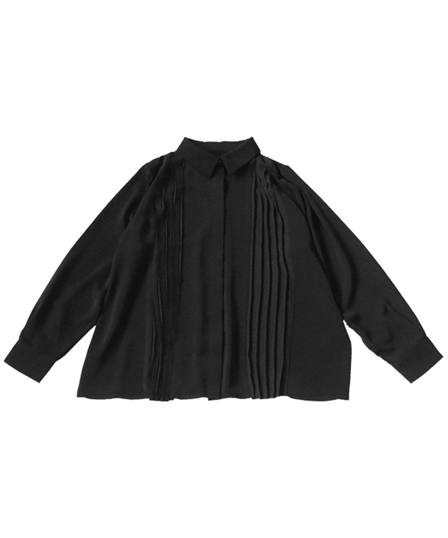 Pleated Ladies Shirt Long-Sleeve