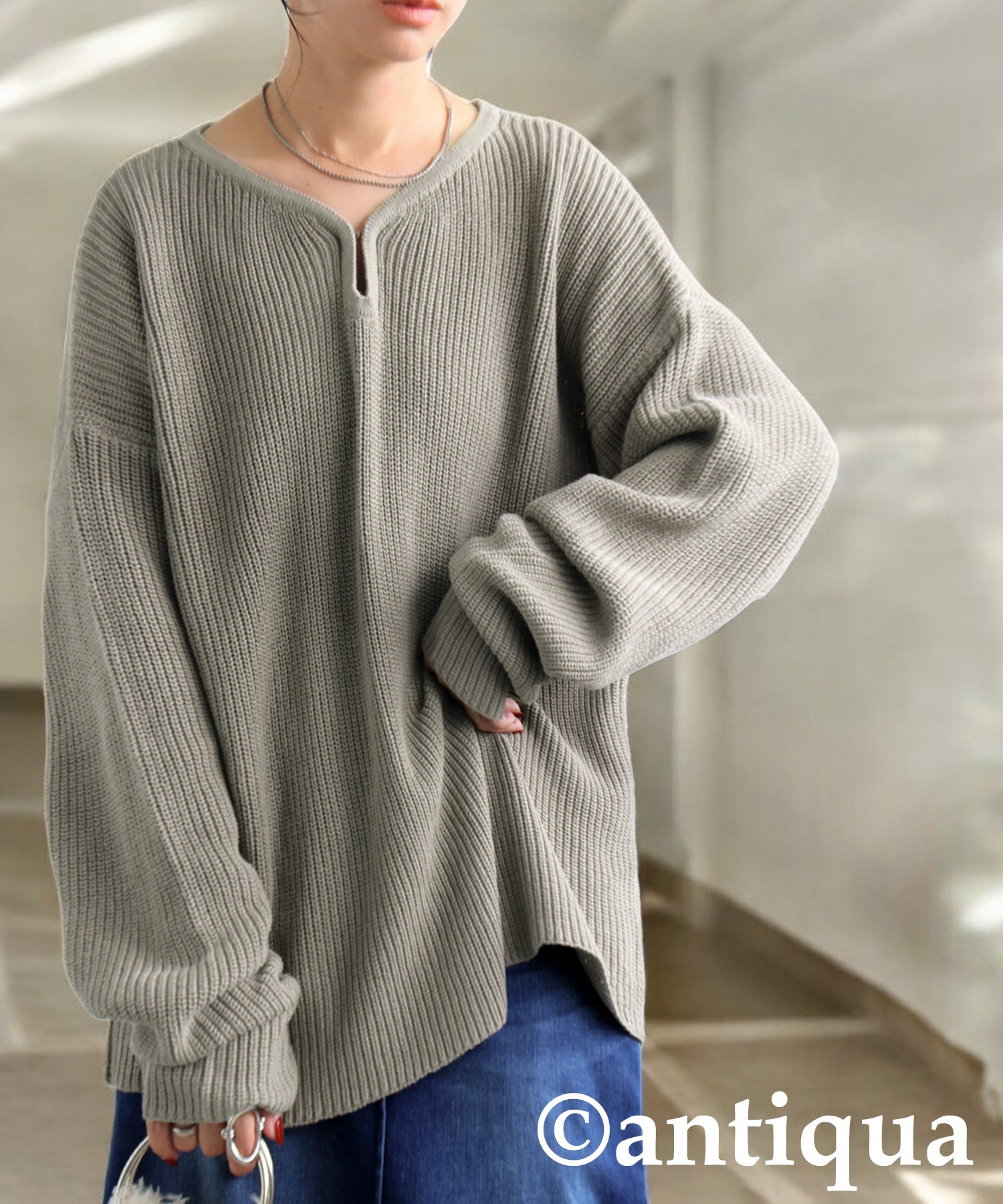 PN-00527 Tear Perforated Knit Tops Ladies – antiqua.wa
