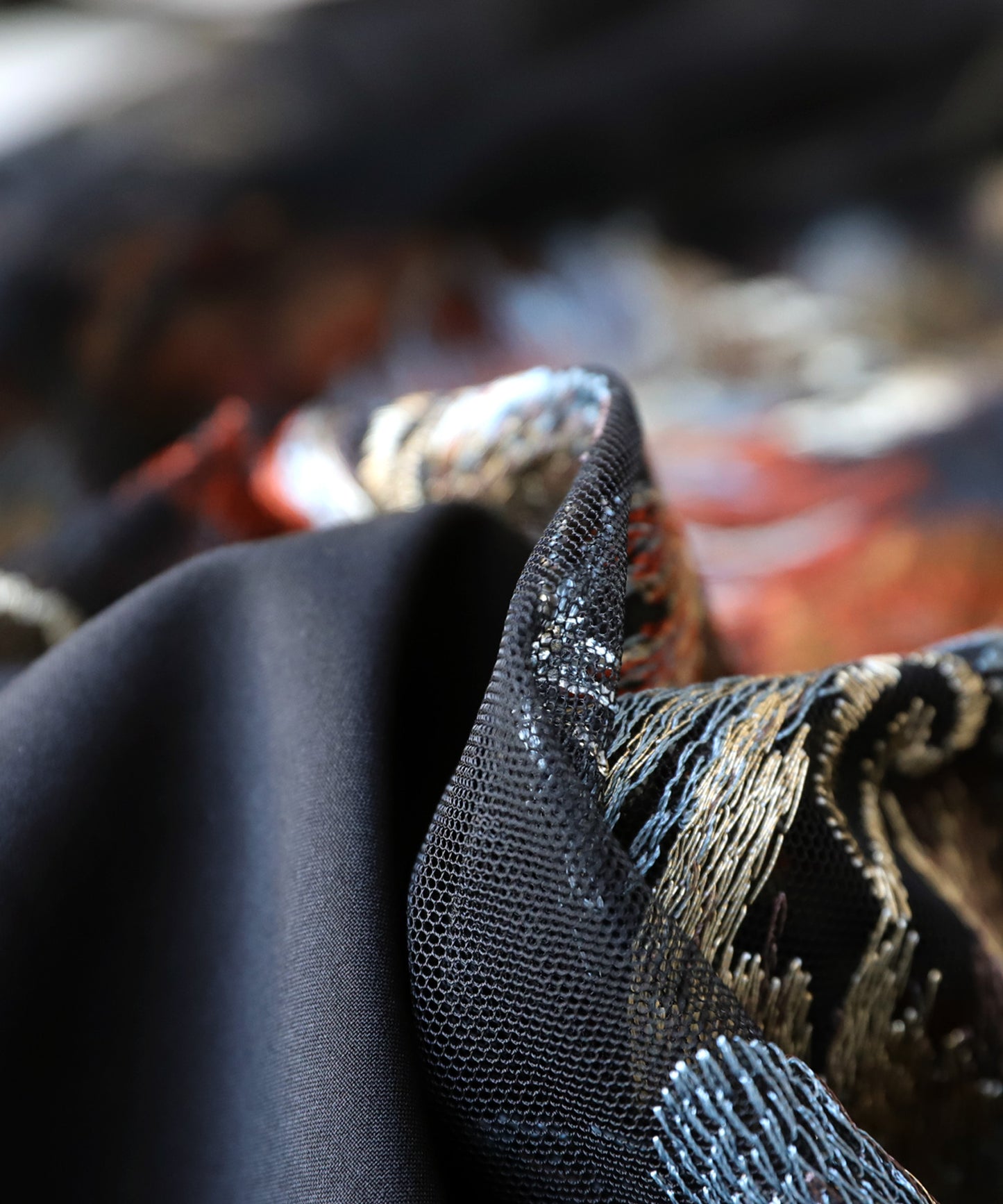 Jacquard weave embroidery Ladies tulle skirt