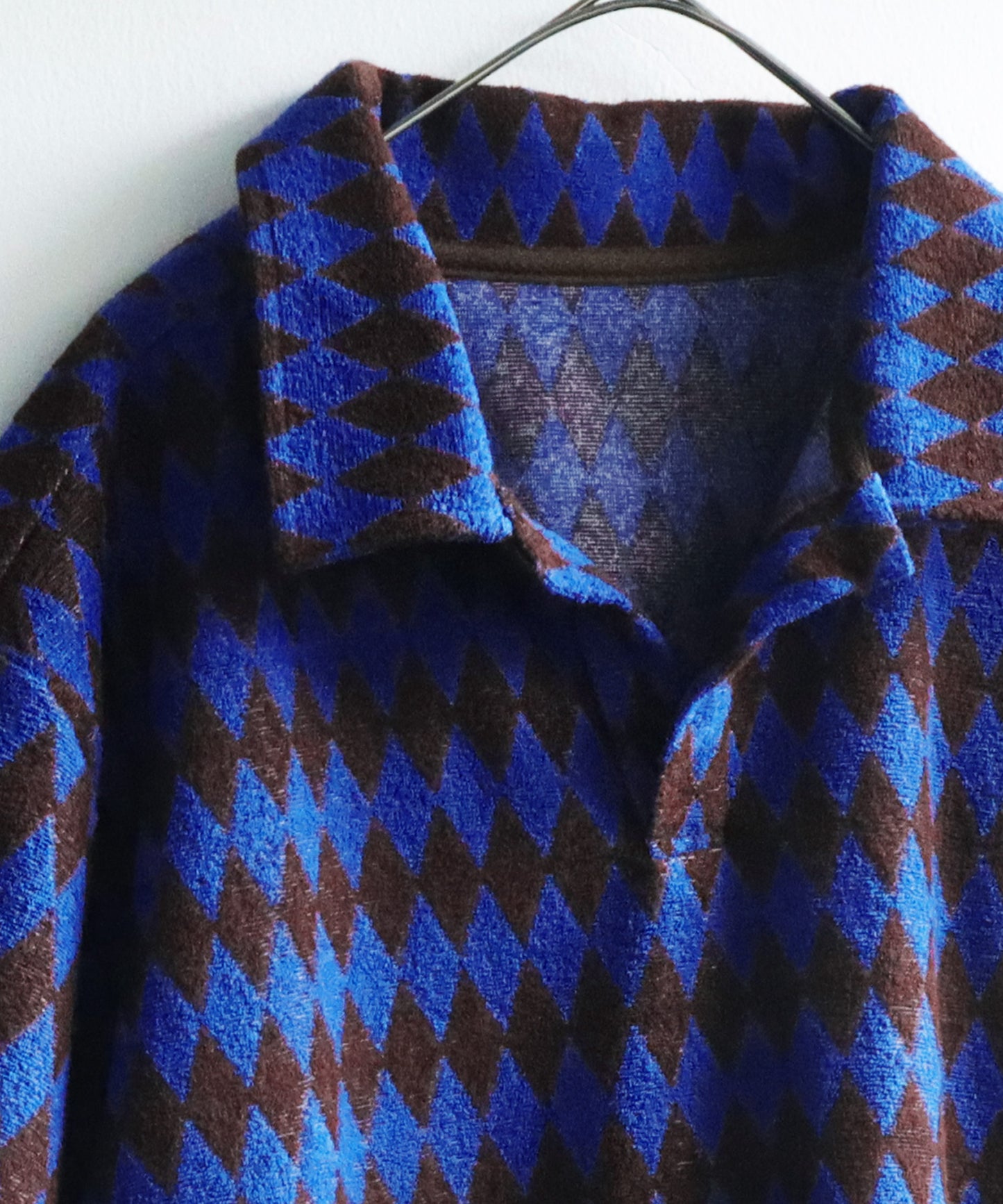 ANTIQUAGOLF×STCH Men's open-necked shirt geometric pattern