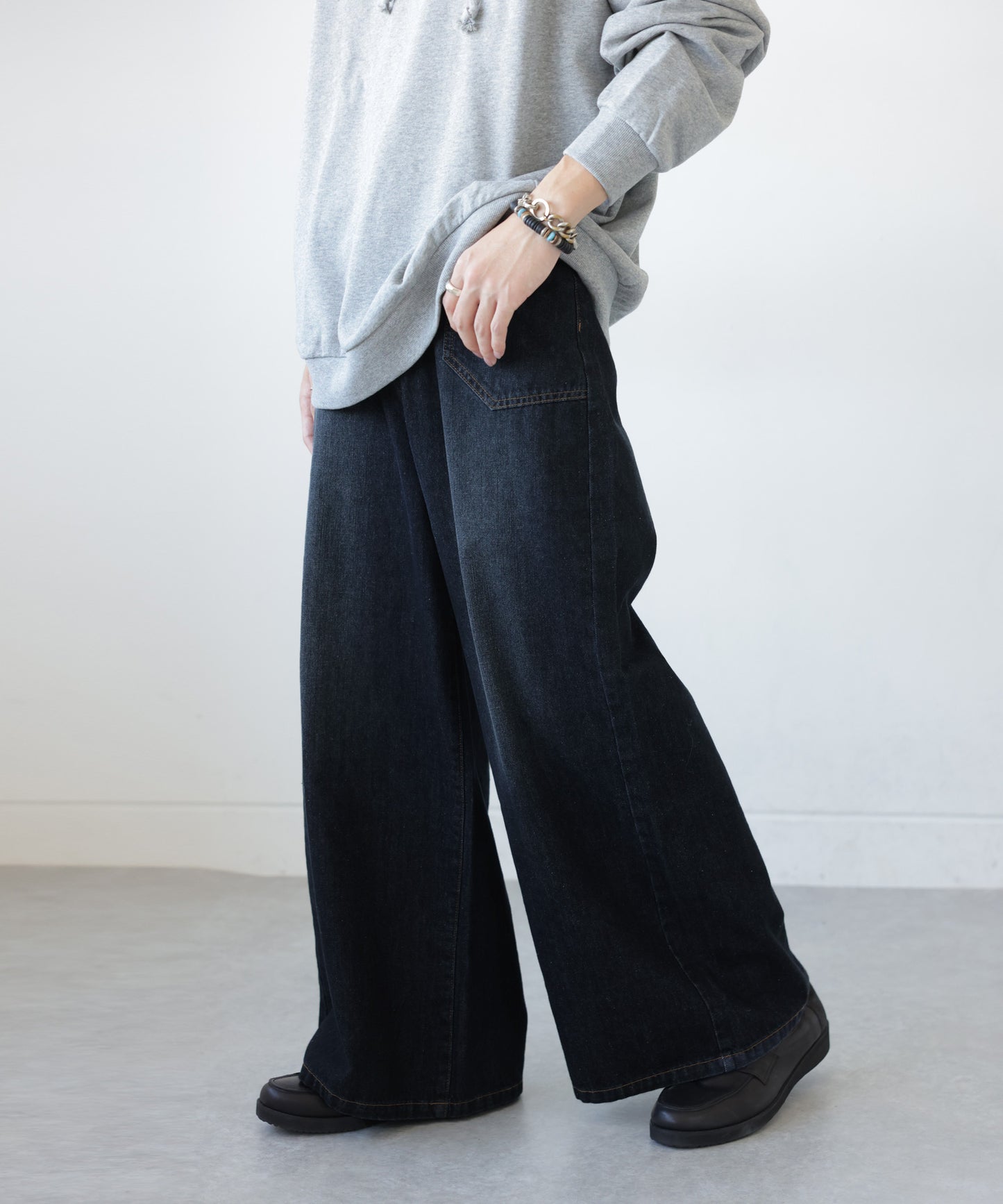 Wide denim pants Men's