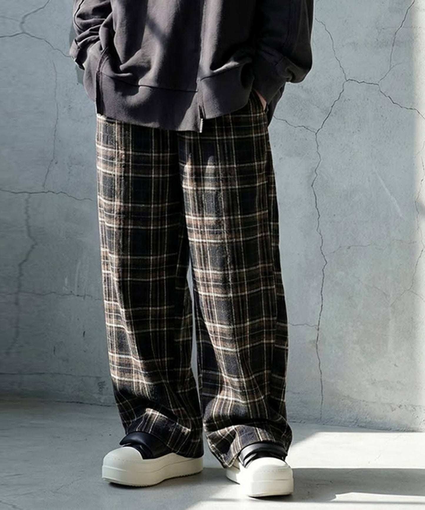 Indian Cotton Checkered Wide-Leg Pants Ladies