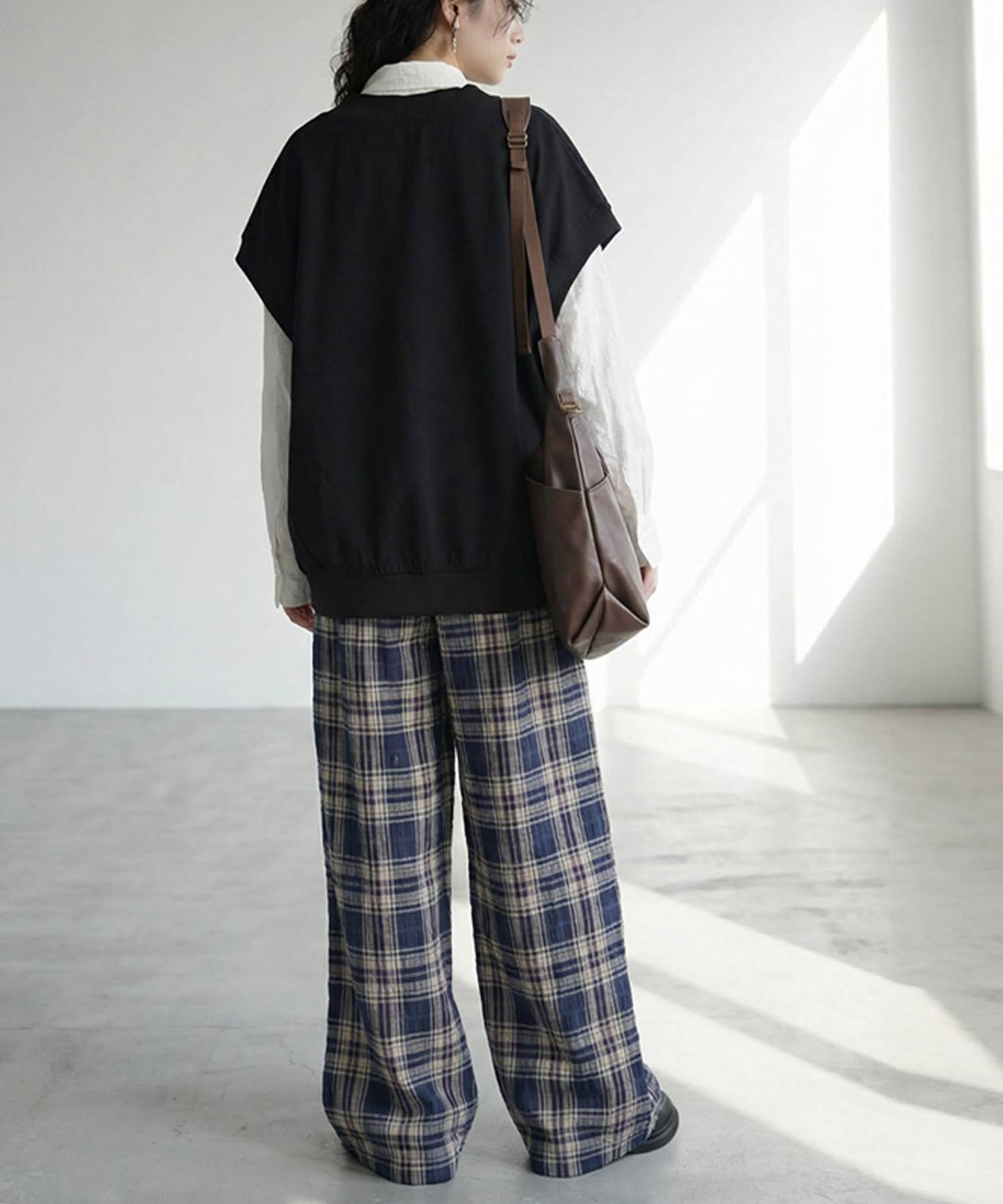 Indian Cotton Checkered Wide-Leg Pants Ladies