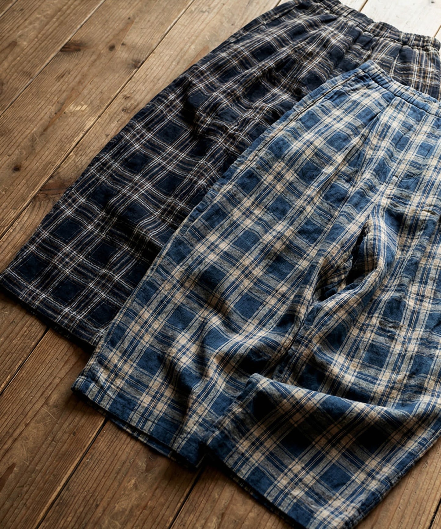 Indian Cotton Checkered Wide-Leg Pants Men’s