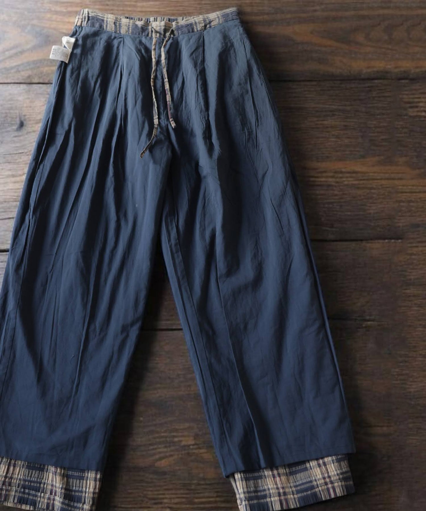 Indian Cotton Checkered Wide-Leg Pants Ladies