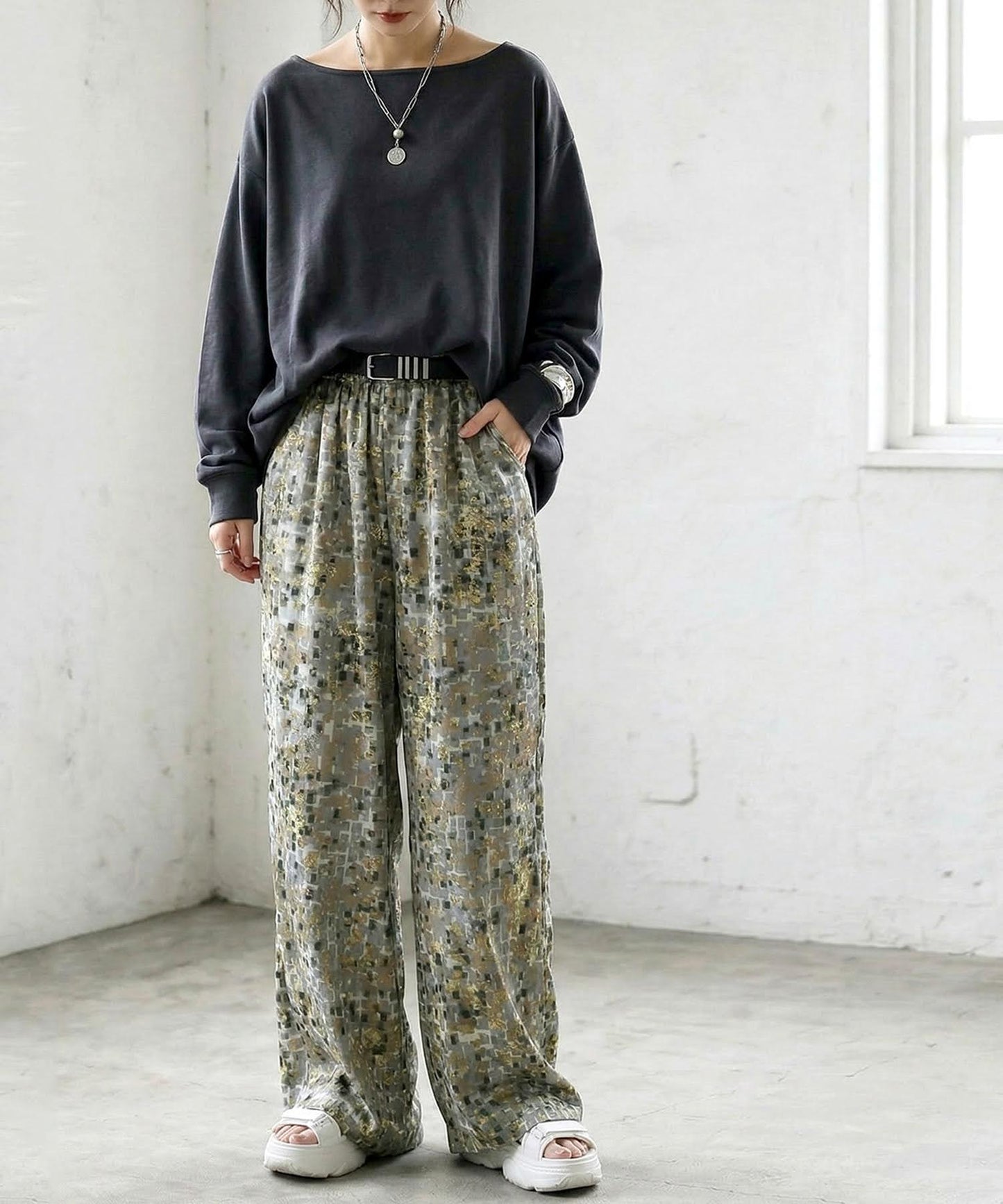 Mosaic Pattern Wide Pants Ladies
