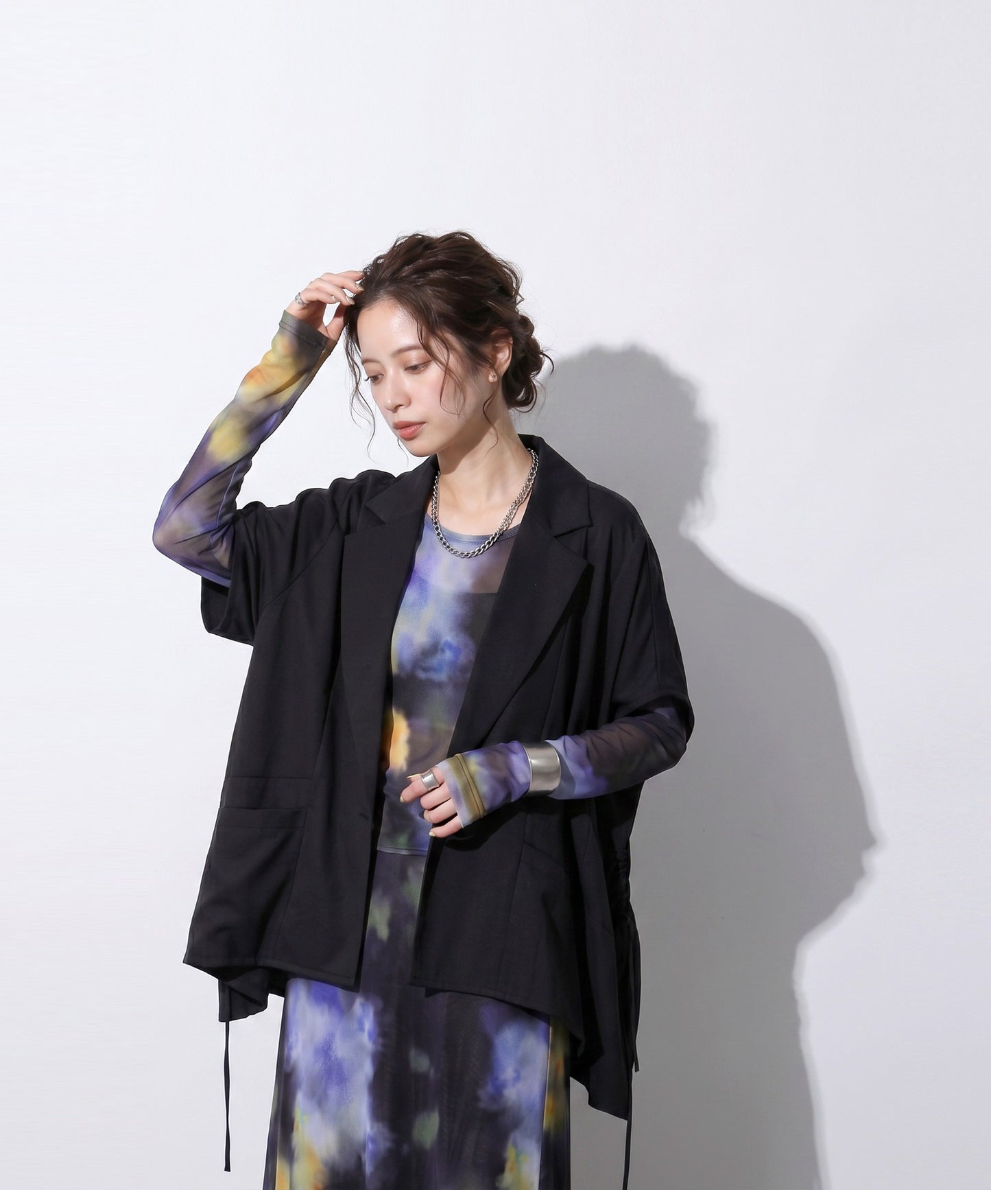 OWNth Drawstring Design Poncho-Style Asymmetrical Tailored Jacket Ladies
