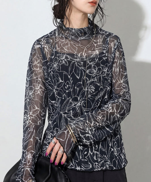 OWNth Floral Print High-Neck Sheer Top Ladies