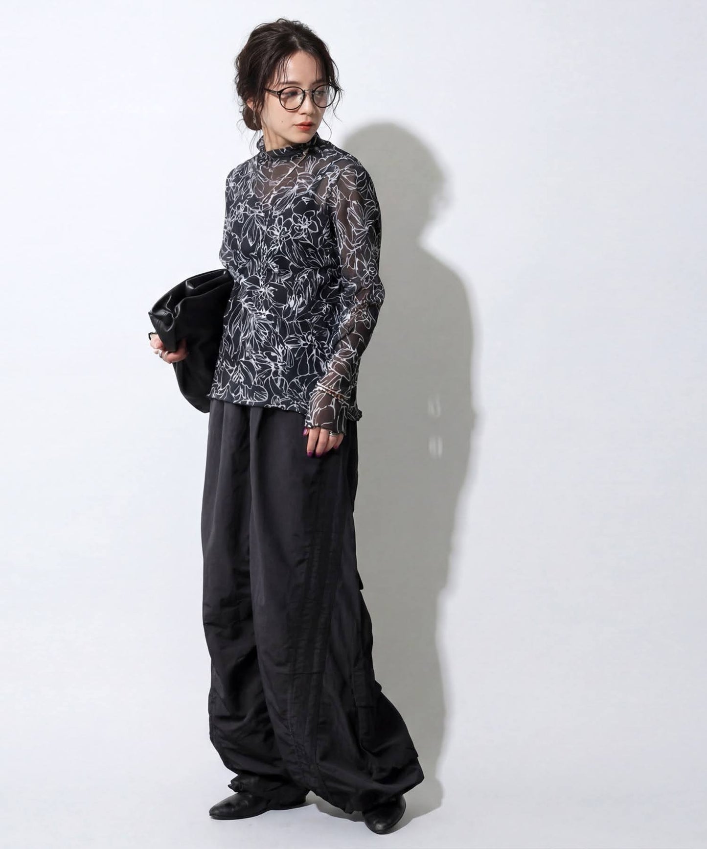 OWNth Floral Print High-Neck Sheer Top Ladies