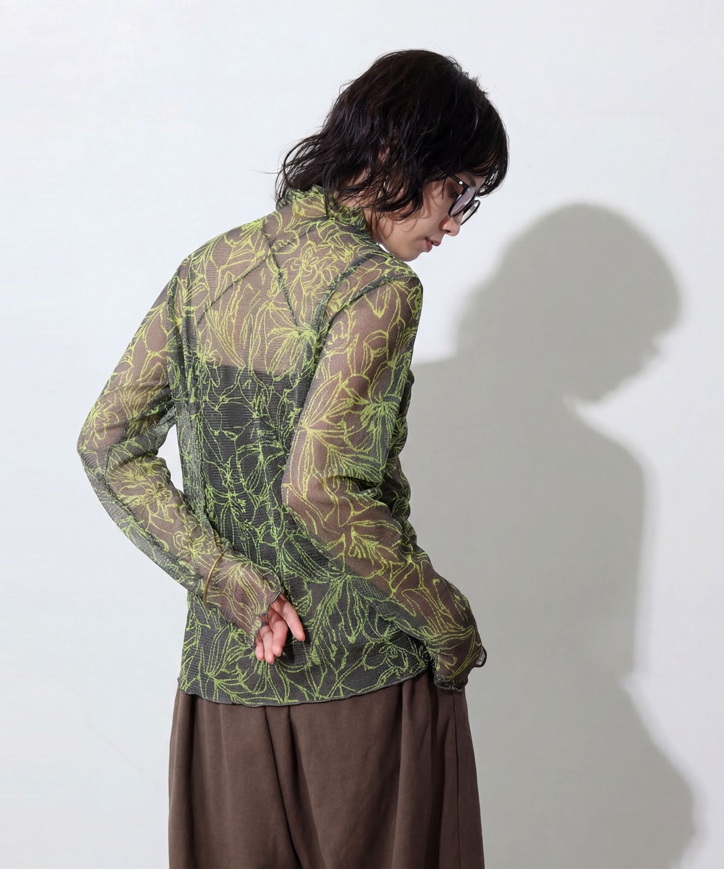 OWNth Floral Print High-Neck Sheer Top Ladies