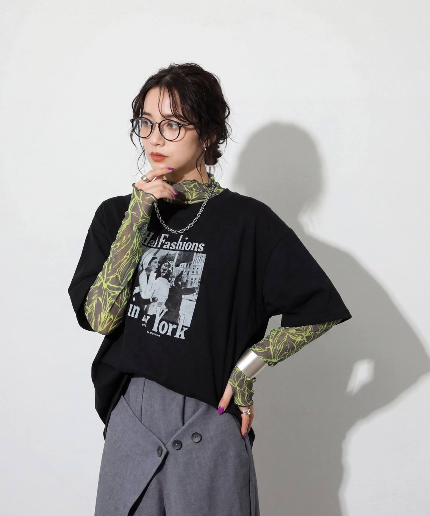 OWNth Floral Print High-Neck Sheer Top Ladies