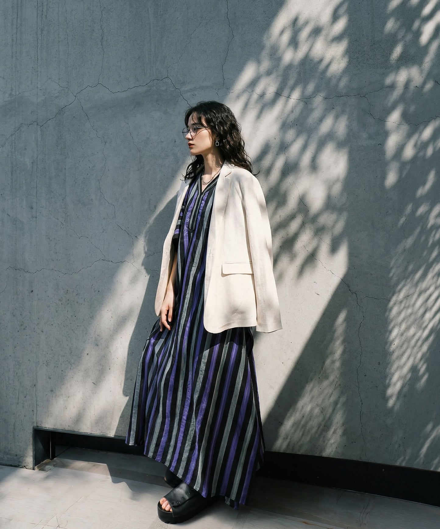 Striped V-Neck Kaftan Dress Ladies