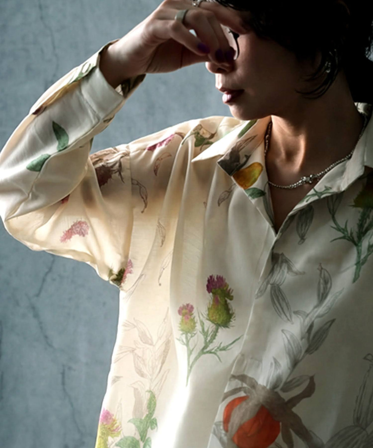 NUUUII Botanical Print Open-Collar Shirt Ladies