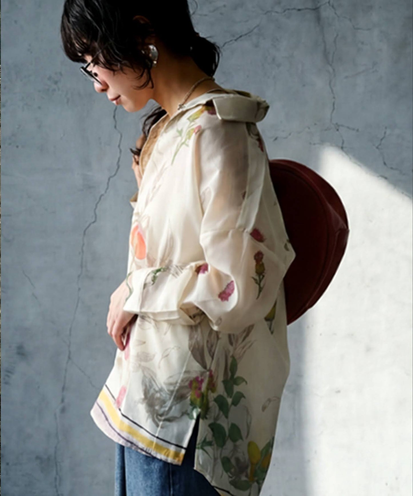 NUUUII Botanical Print Open-Collar Shirt Ladies
