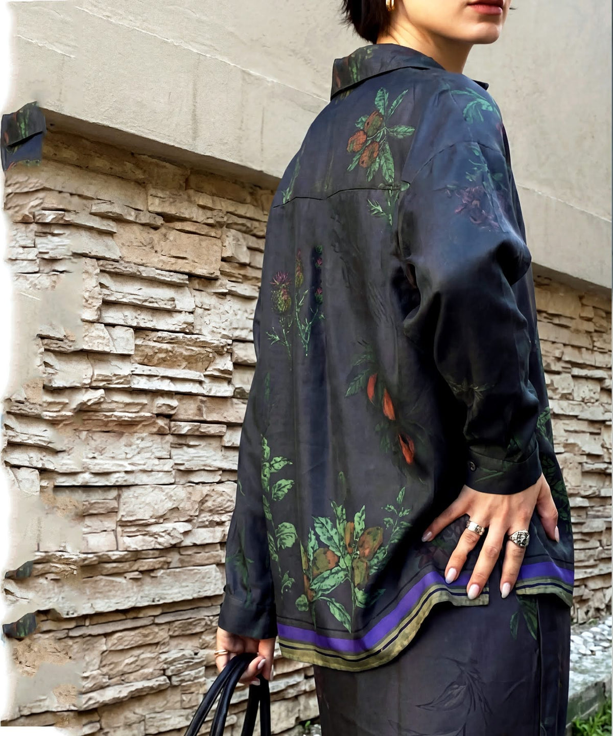 NUUUII Botanical Print Open-Collar Shirt Ladies