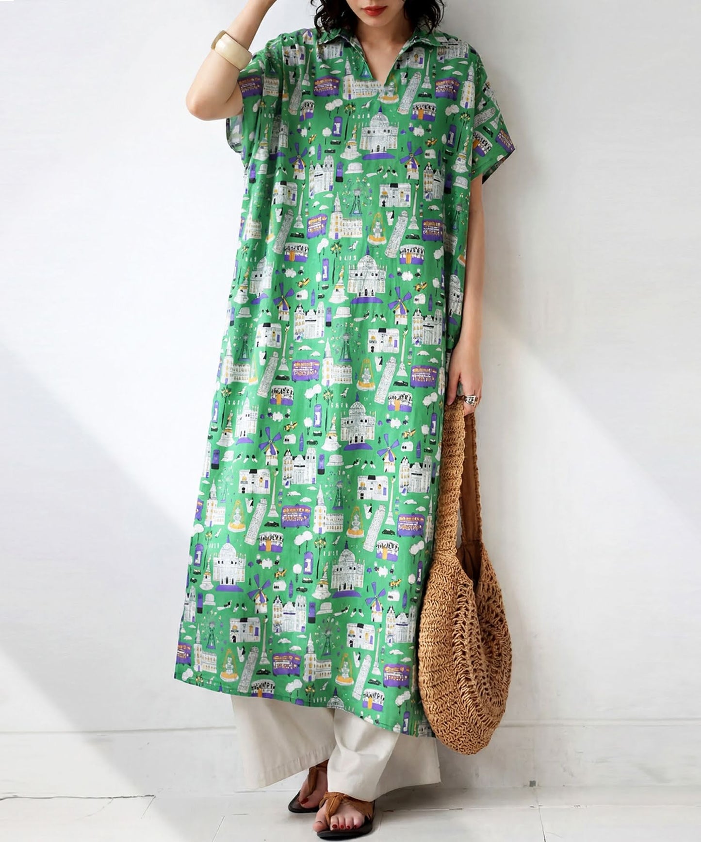 Street Pattern Shirt Dress Ladies