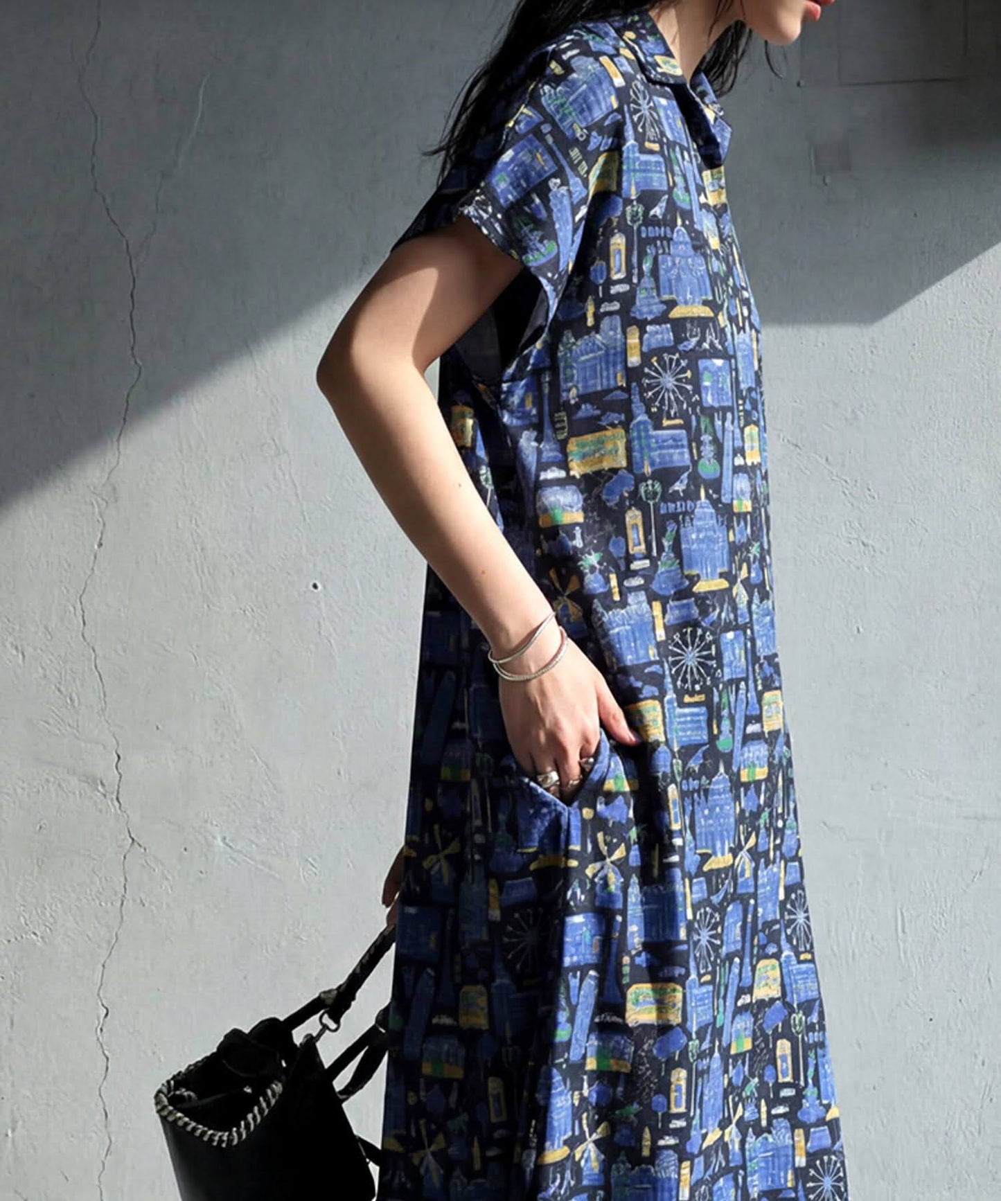 Street Pattern Shirt Dress Ladies