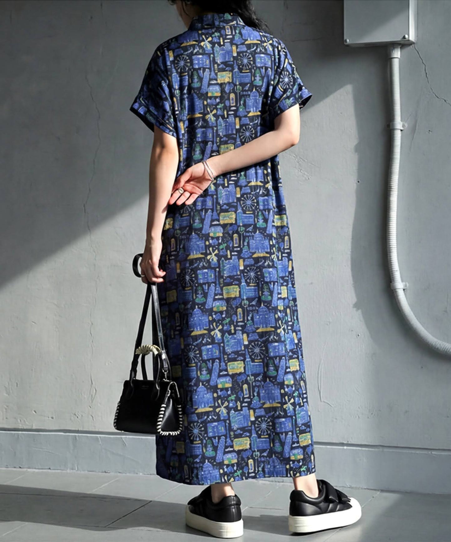 Street Pattern Shirt Dress Ladies
