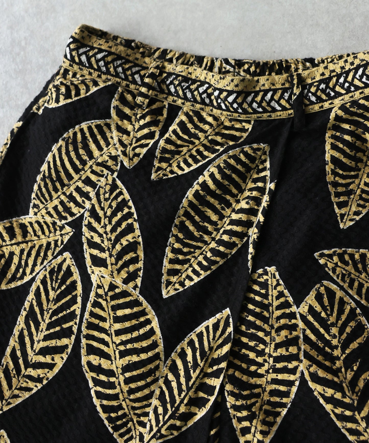 Leaf Print Long Wide-Leg Pants, 100% Cotton Ladies