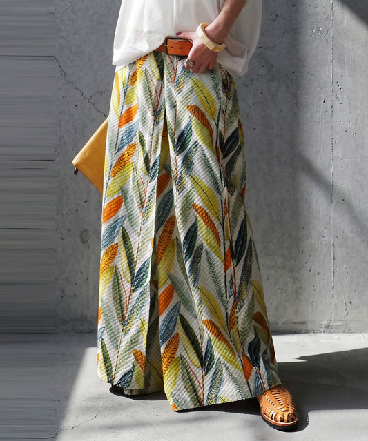 Botanical Print Wrap-Style Pants Ladies