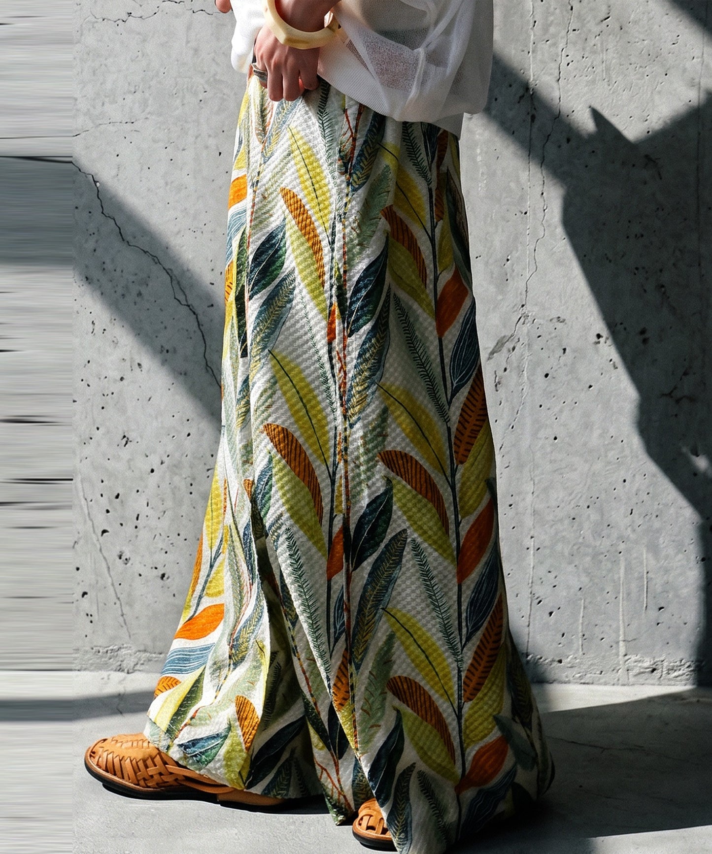 Botanical Print Wrap-Style Pants Ladies