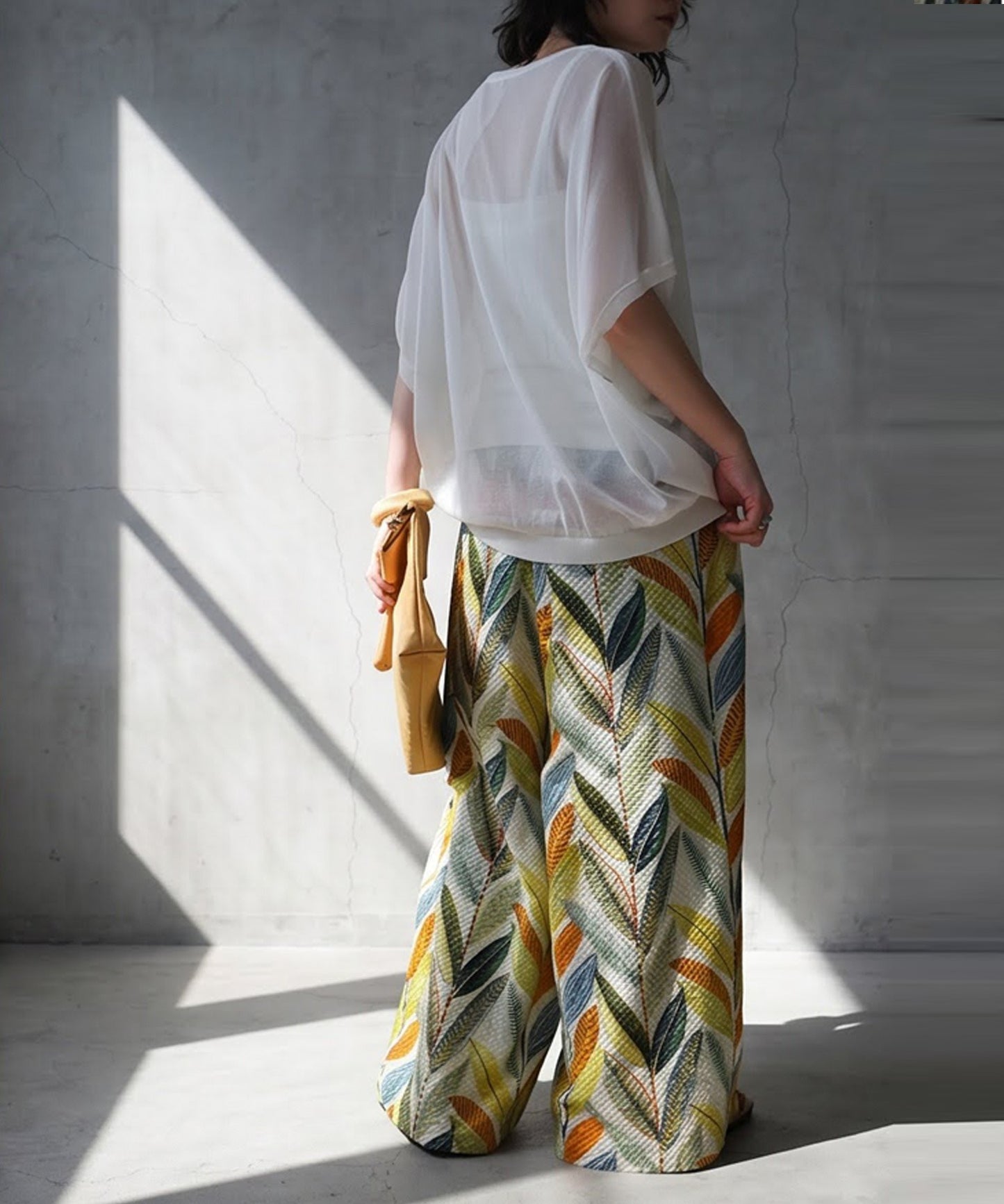 Botanical Print Wrap-Style Pants Ladies