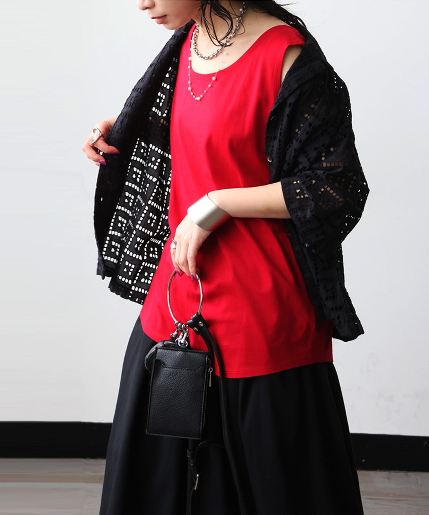 Open-Collar Chiffon Embroidered Shirt Ladies