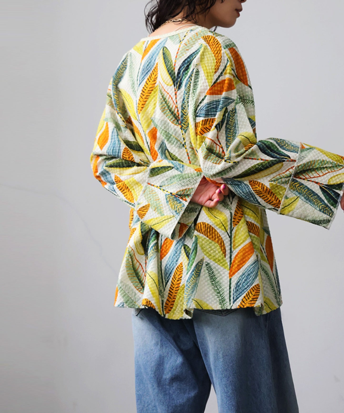 Keyhole Neckline, 100% Cotton, Botanical Print Pullover Ladies