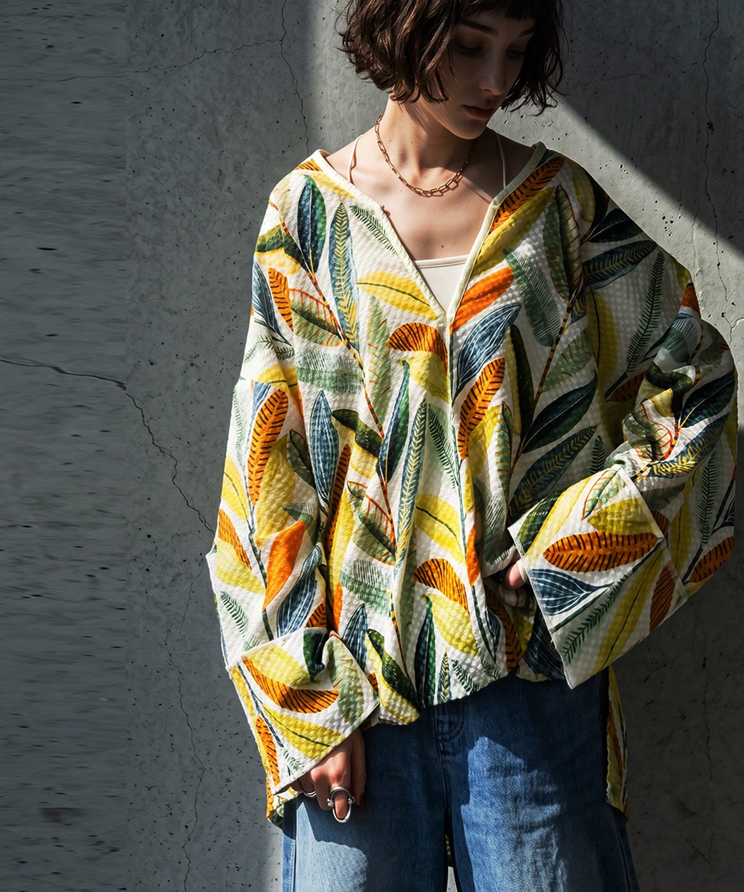 Keyhole Neckline, 100% Cotton, Botanical Print Pullover Ladies