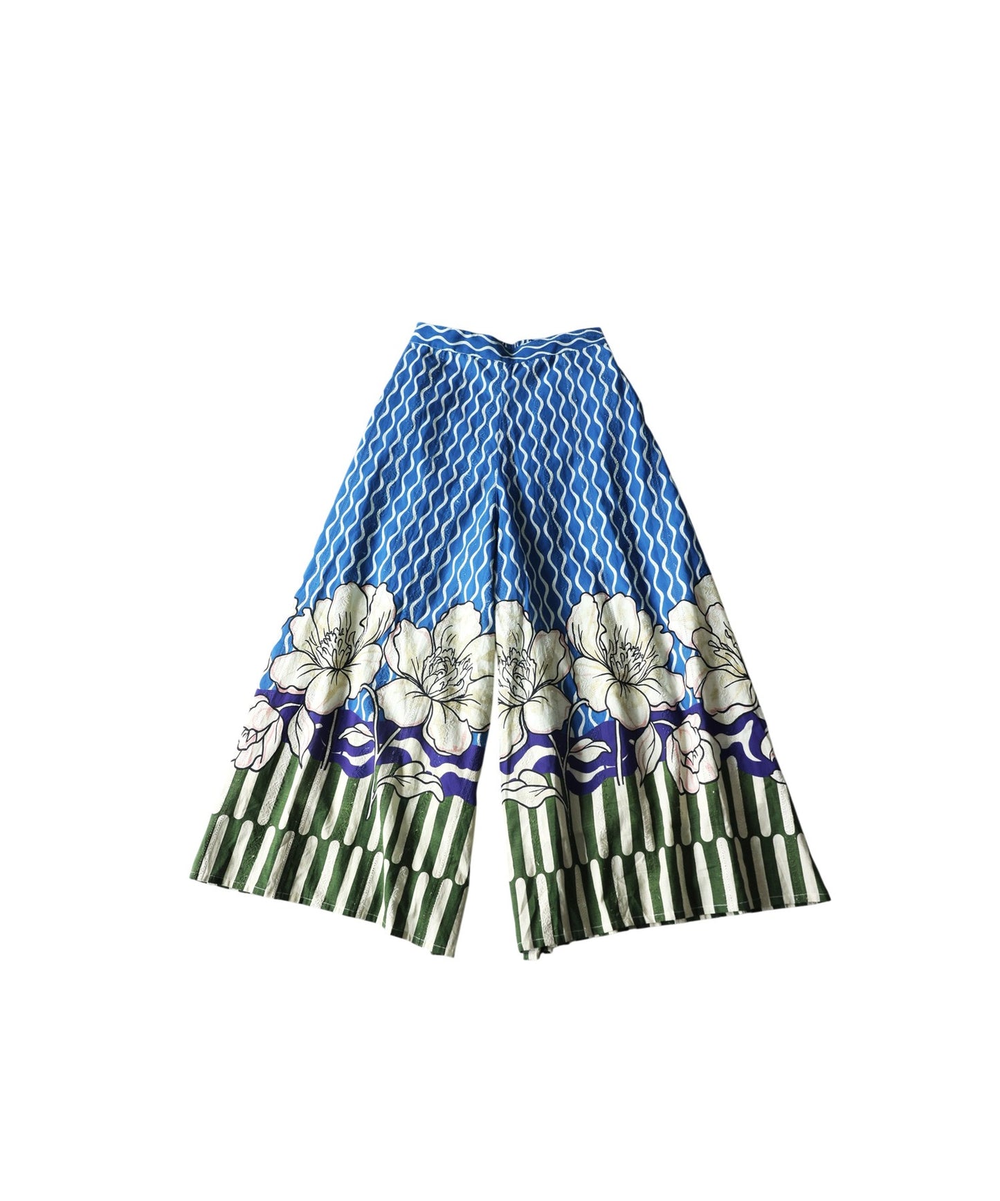 Floral Print Wide-Leg Pants, 100% Cotton Ladies