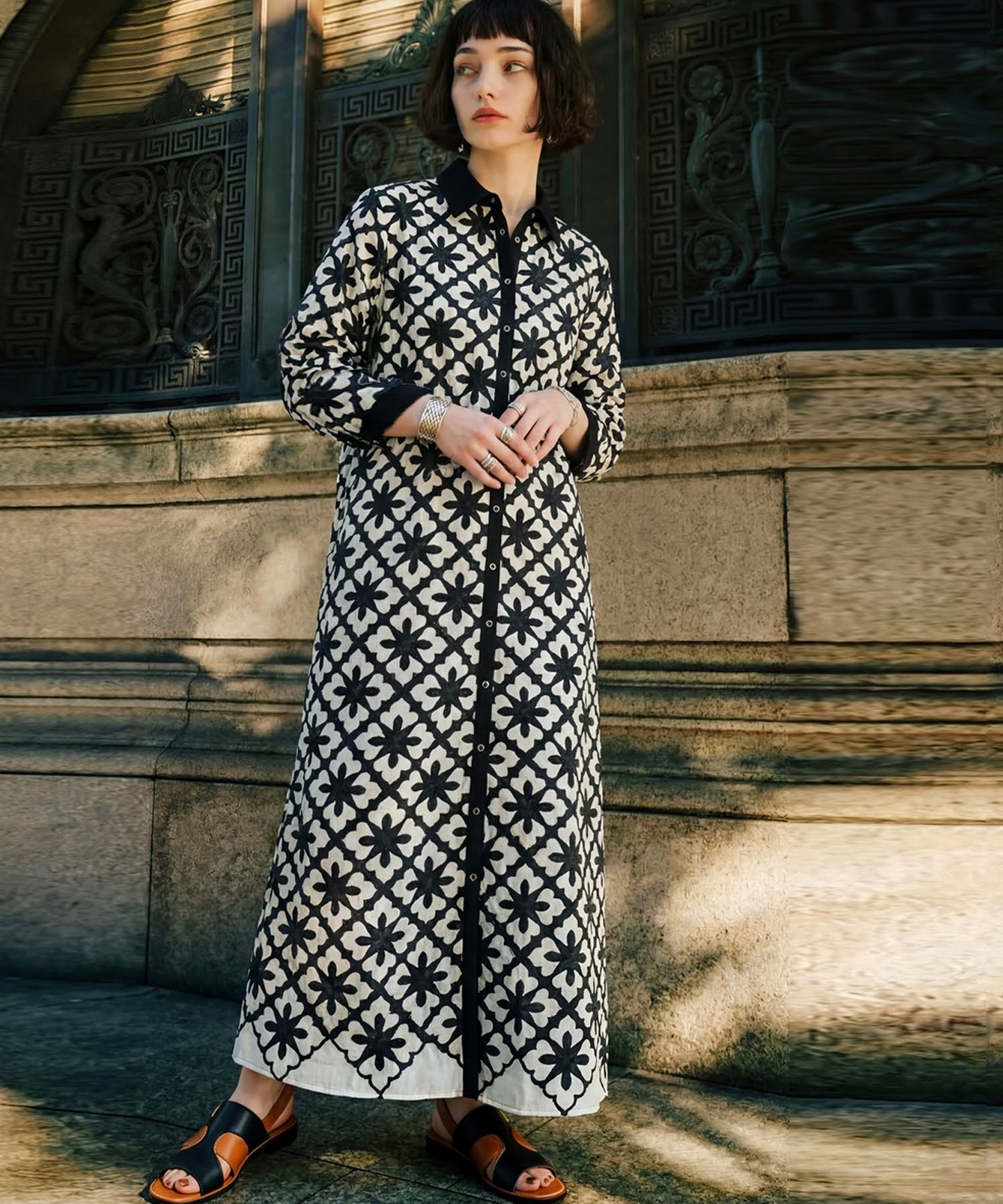 NUUUII Long-Sleeved Embroidered Shirt Dress Ladies