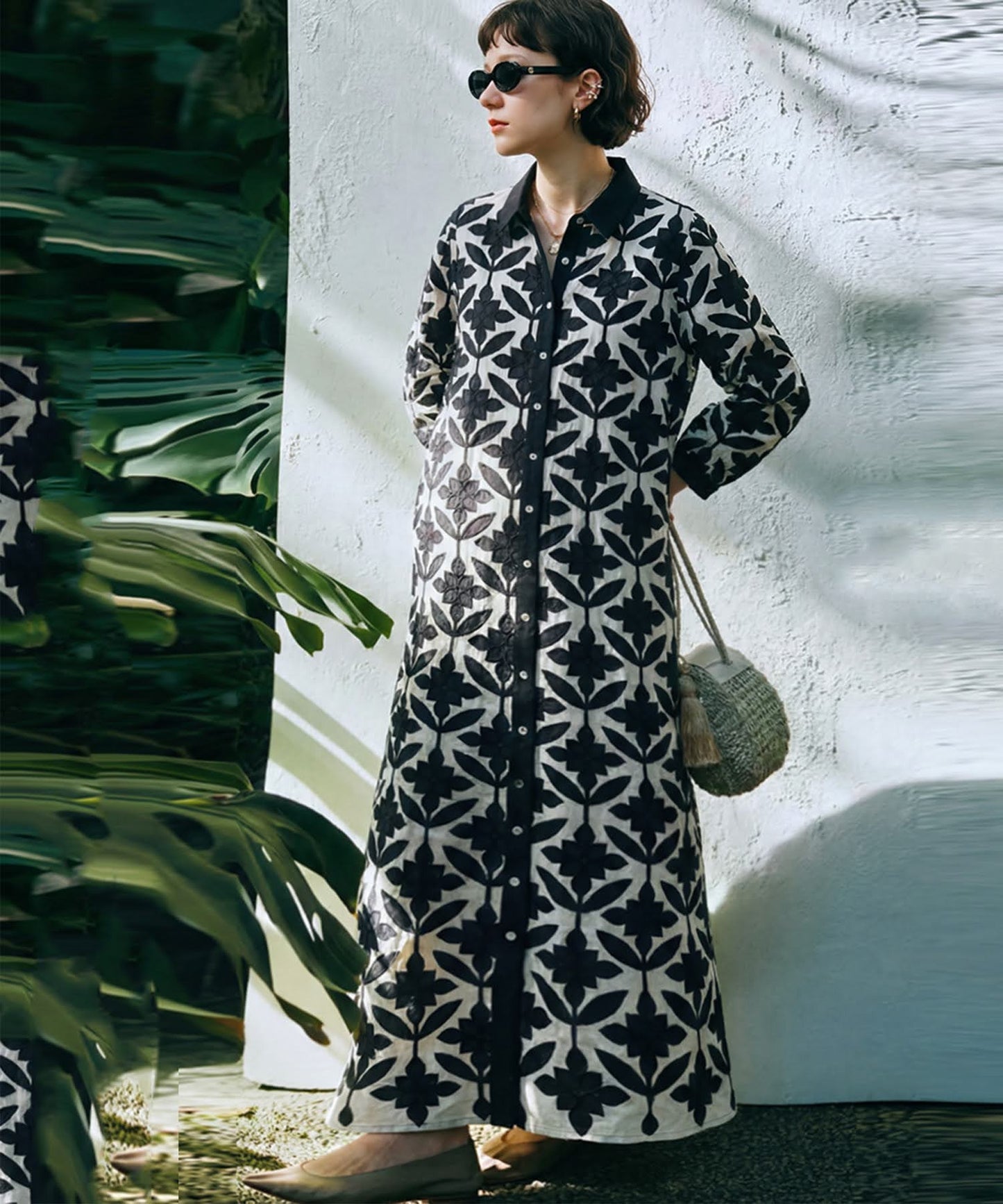 NUUUII Long-Sleeved Embroidered Shirt Dress Ladies