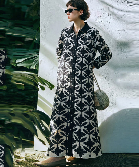 NUUUII Long-Sleeved Embroidered Shirt Dress Ladies