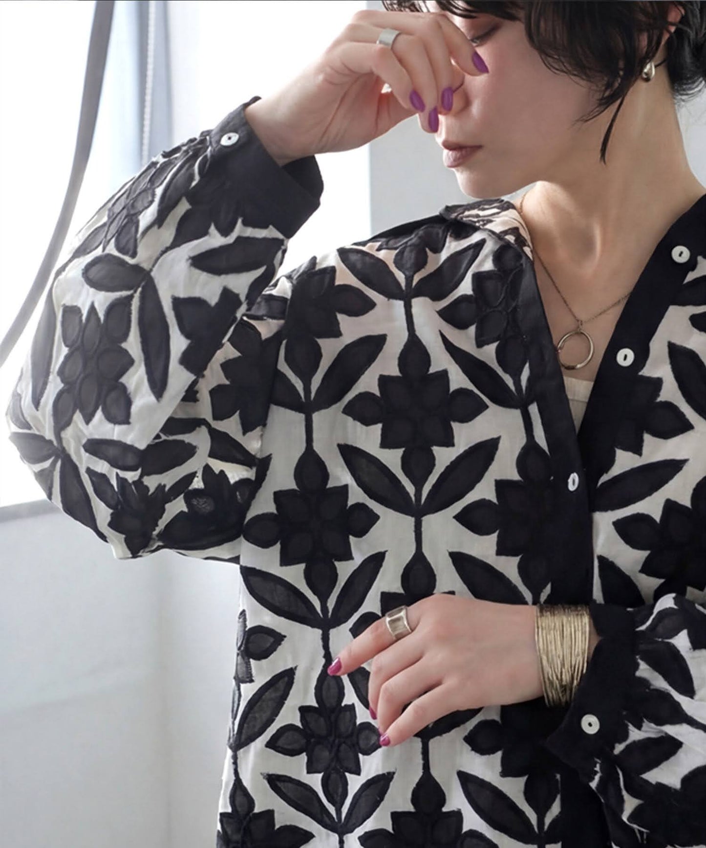 NUUUII Long-Sleeved Embroidered Shirt Dress Ladies