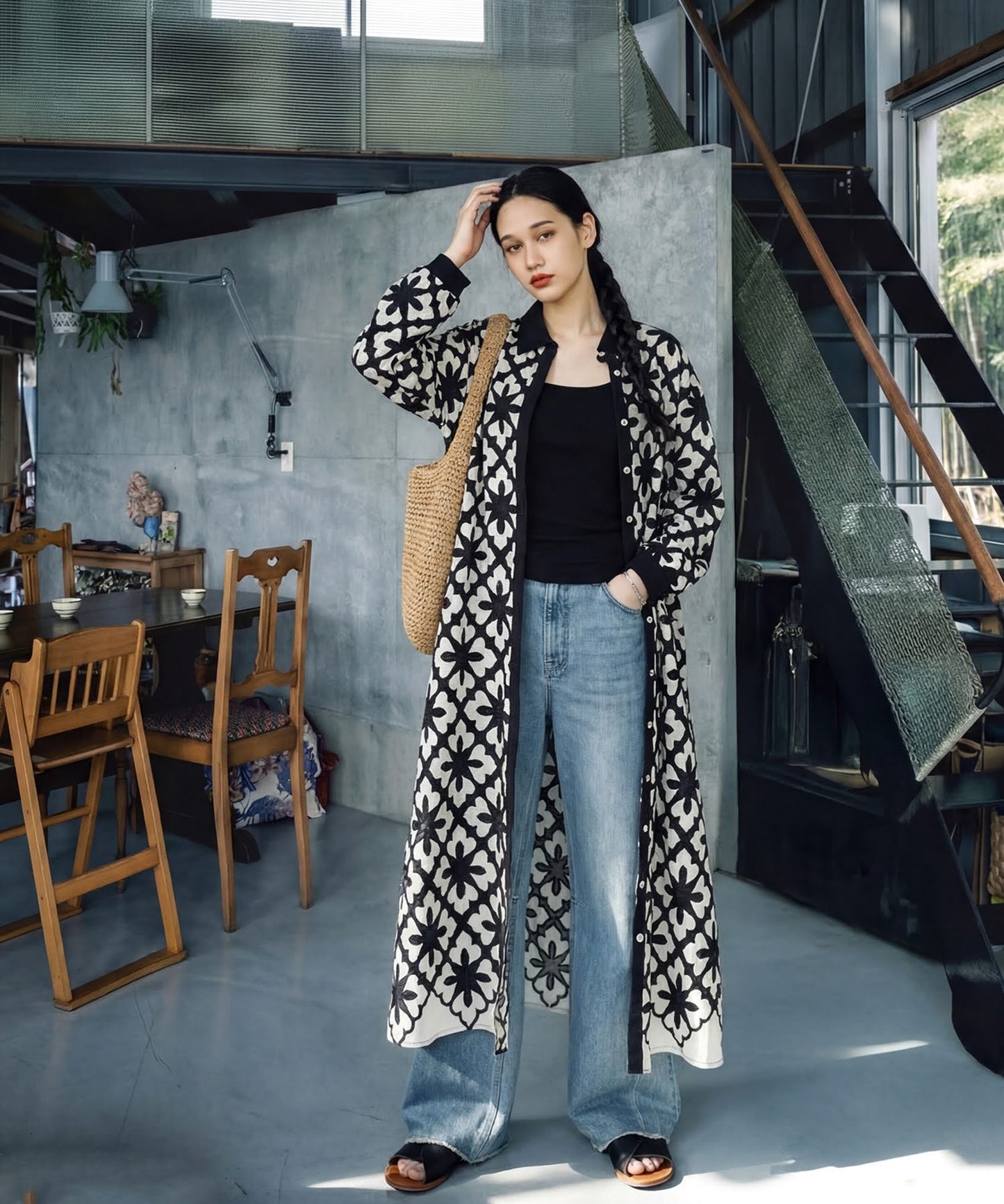 NUUUII Long-Sleeved Embroidered Shirt Dress Ladies
