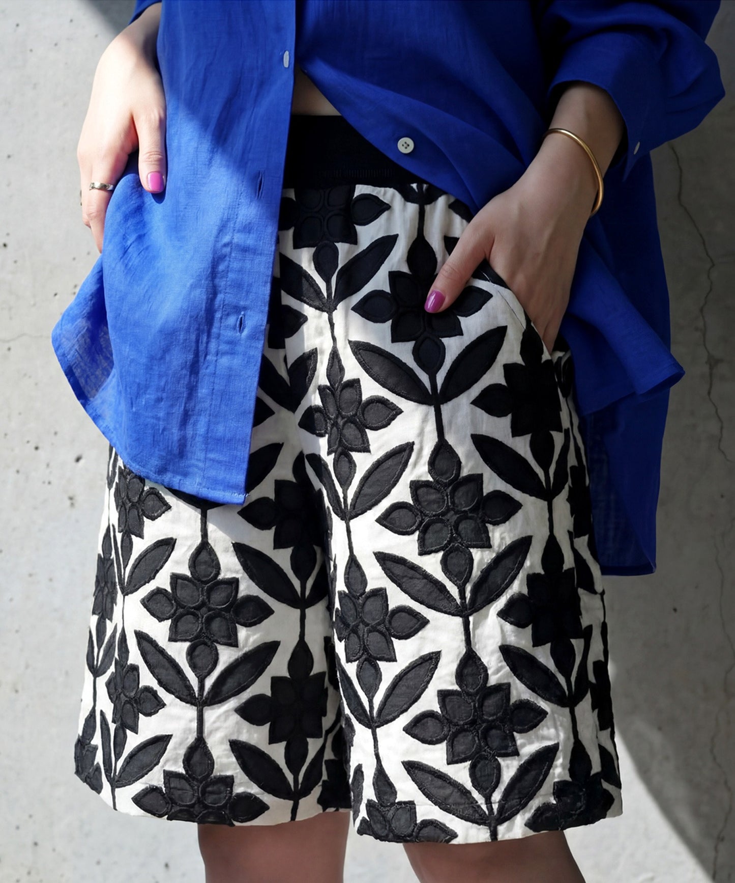 100% Cotton Wide Embroidered Shorts Ladies