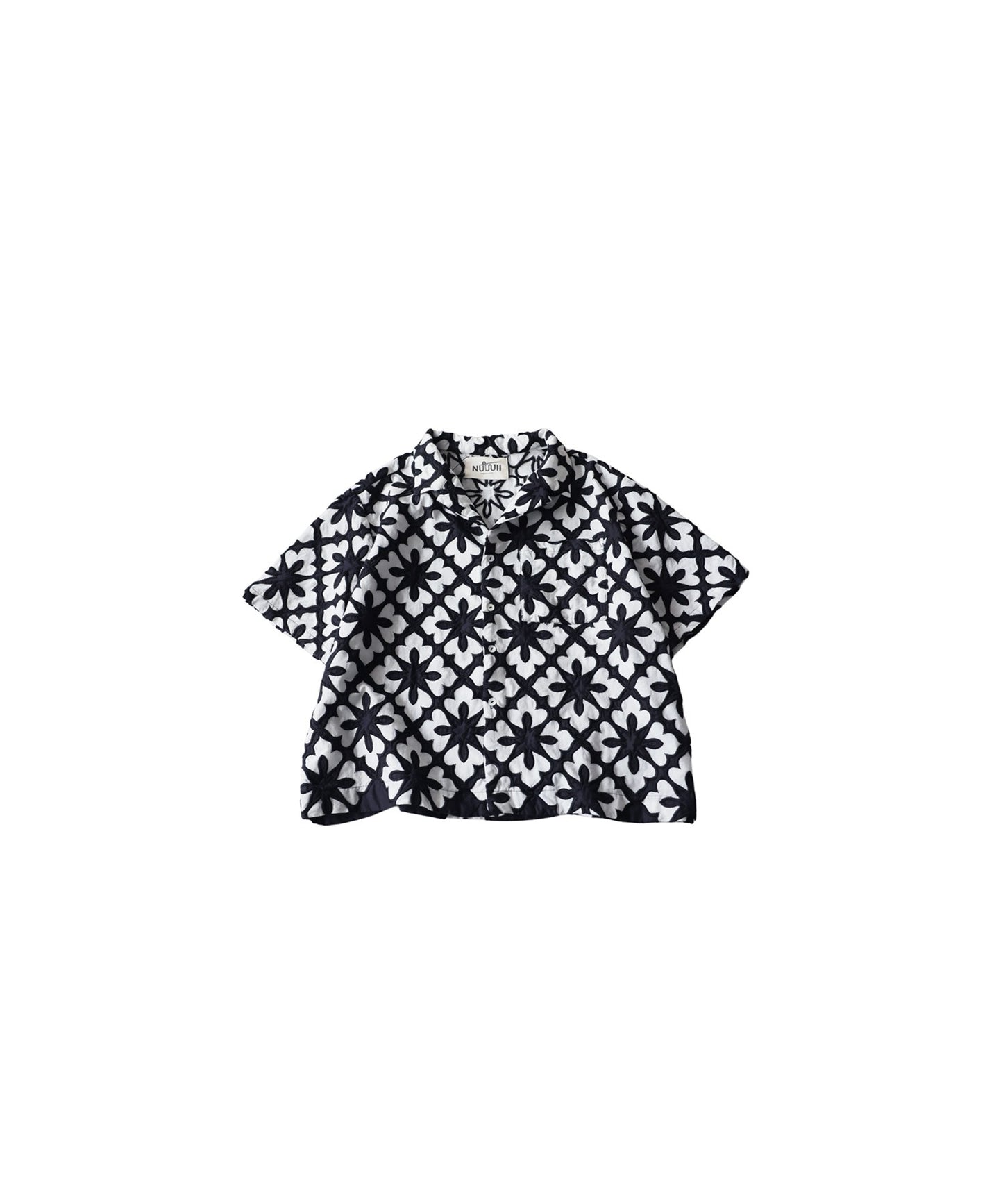 Open-Collar Cotton Embroidered Shirt Ladies