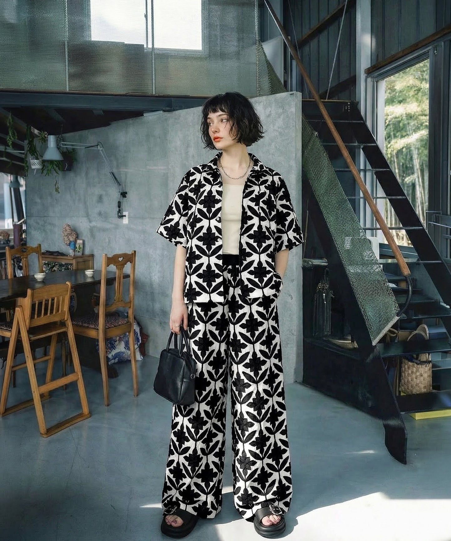 NUUUII Embroidered Wide-Leg Pants Ladies