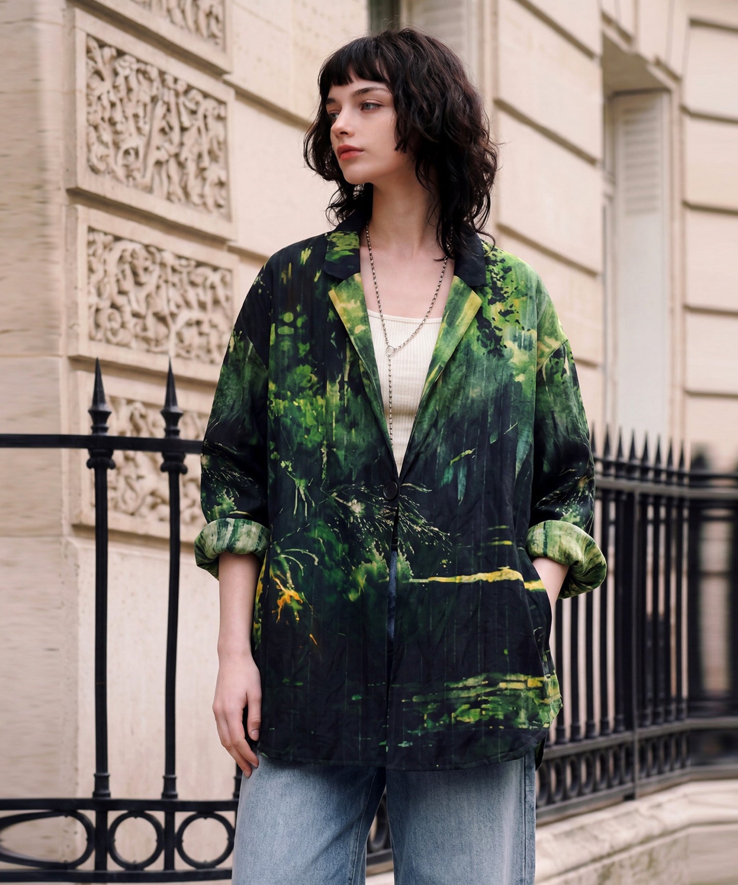 100% Cotton All-Over Print Tailored Jacket Ladies
