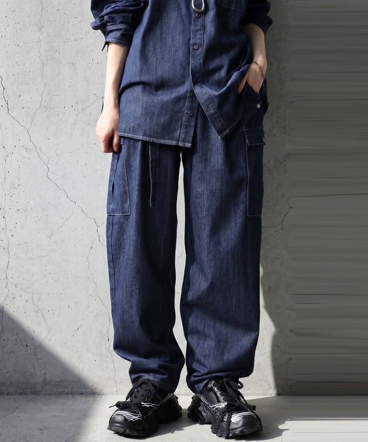 ATELIER WORKS Contrasting Stitch Denim Cargo Pants Ladies