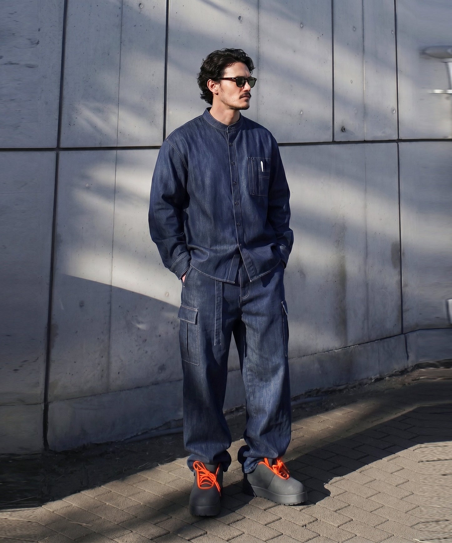ATELIER WORKS Contrasting Stitch Denim Cargo Pants Men’s